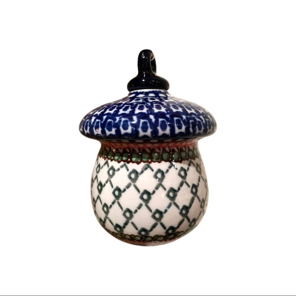 Polish Pottery Mushroom Ornament